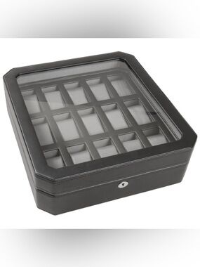 NEW Wolf Windsor 15 piece Watch Box, Black Watch Storage Case